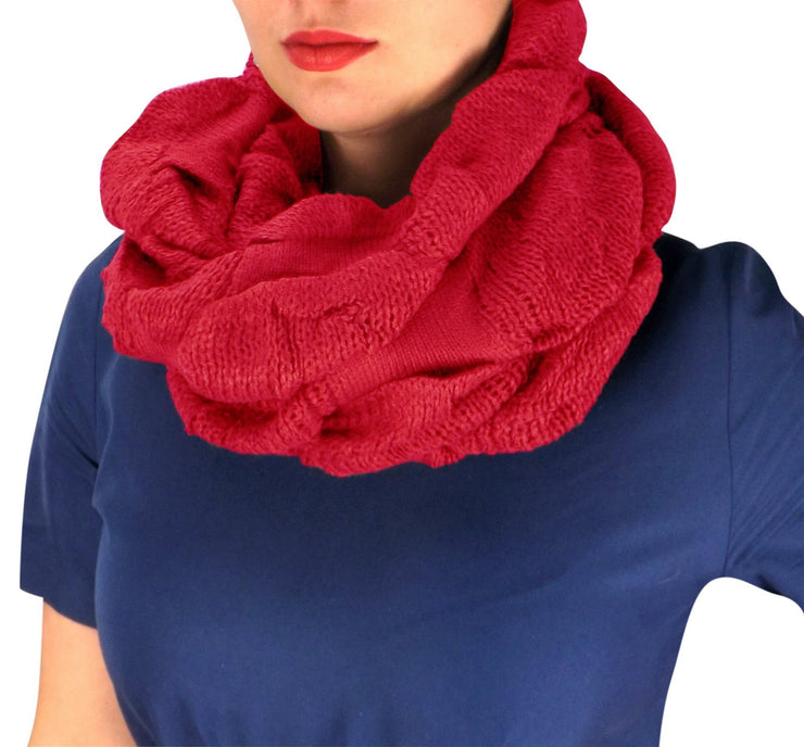 Red Cowl Neck Loop Scarf Winter Knit Thick Neck Warmer