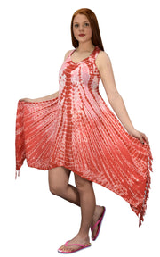 Peach Couture Womens Batik Tie Dye Asymmetric Hem Caftan Tunic Dress Cover up