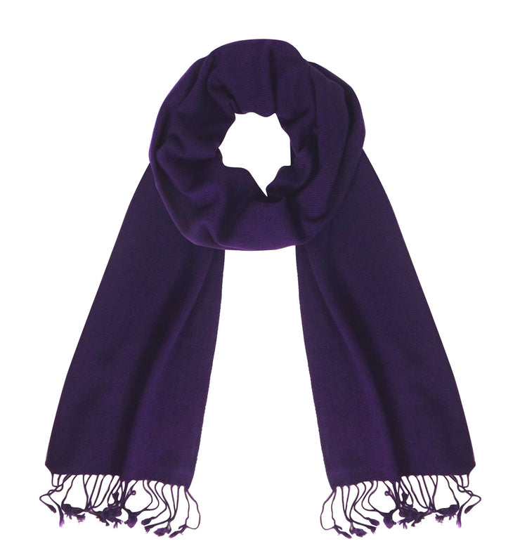 Pure Cashmere Wool Unisex Scarf - Purple