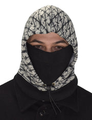 Thick Knit One Hole Facemask Balaclava Snowboarding Biker Mask (Black/White)