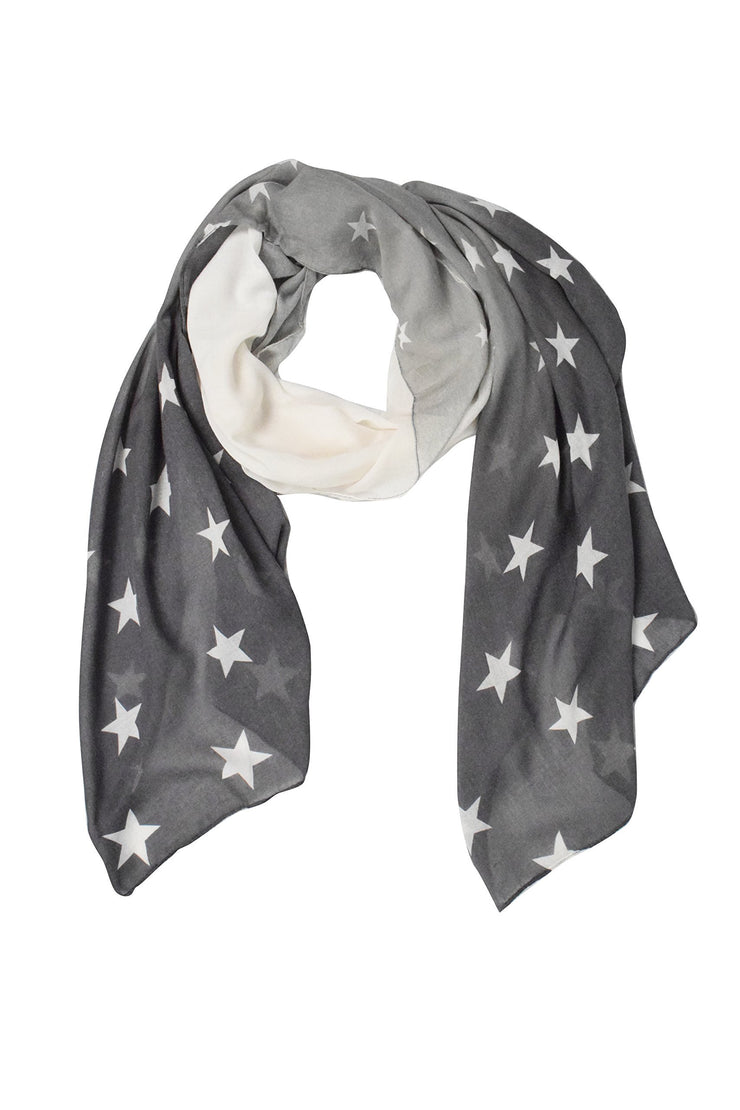 Gray Exclusive Womens Vibrant Patriotic Fading Star Print Light Scarf