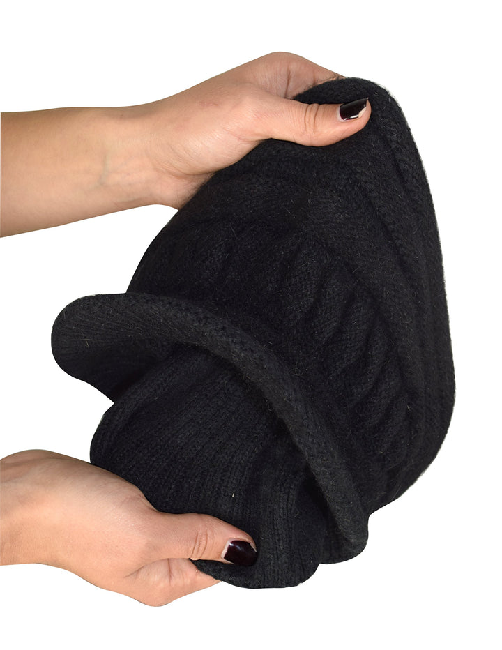 Winter Warm Double Layer Crochet Knit Hat Beanie Slouchy with Visor