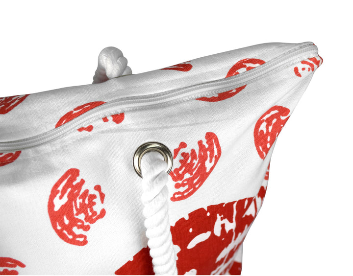 Seashells Print Cotton Canvas Beach Tote