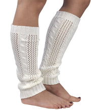 Womens Knitted Crochet Ribbed Cable Knit Long Leg Warmers