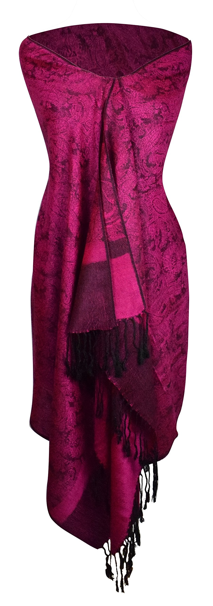 Peach Couture Elegant Vintage Jacquard Paisley Feel Shawl Wrap Scarf