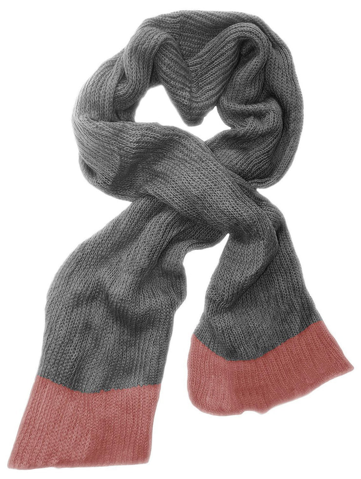 Grey Pink Peach Couture Warm and Cozy Unisex Fashion Knit Long Loose Hand Knit Scarf Wrap Shawl