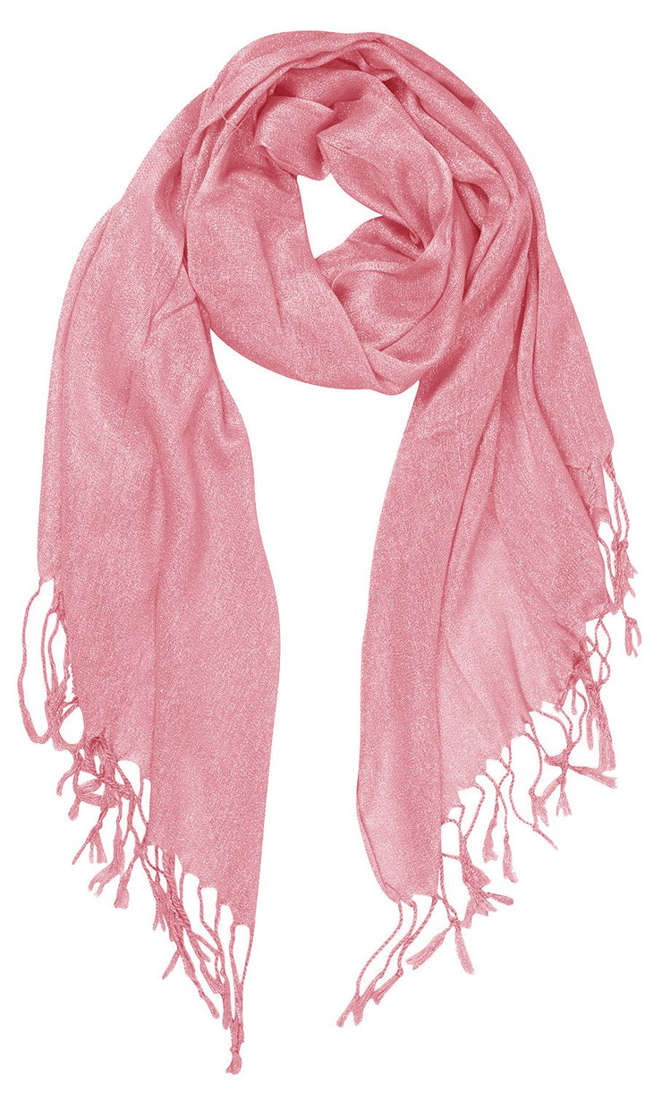 Peach Couture Beautiful Princess Shimmer Sparkle Lightweight Sheer Fringe Scarf