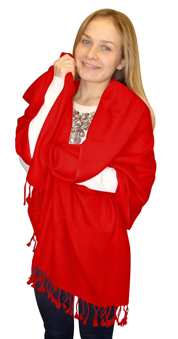 Red Elegant Soft Luxurious Pashmina Cashmere Wrap shawl stole From Peach Couture