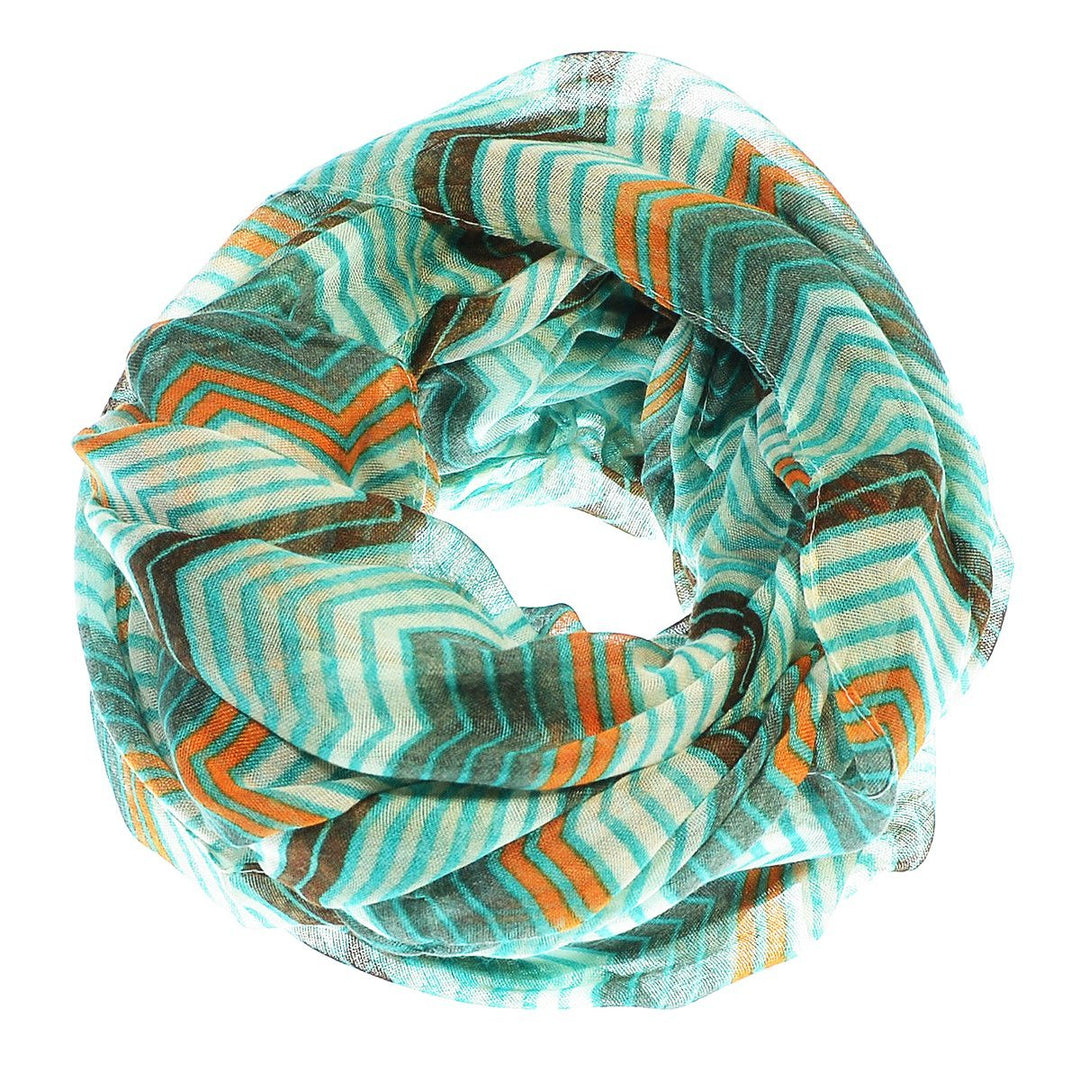 Teal-Brown Modern Radiant Multicolored Chevron Geometric Infinity Loop Scarf