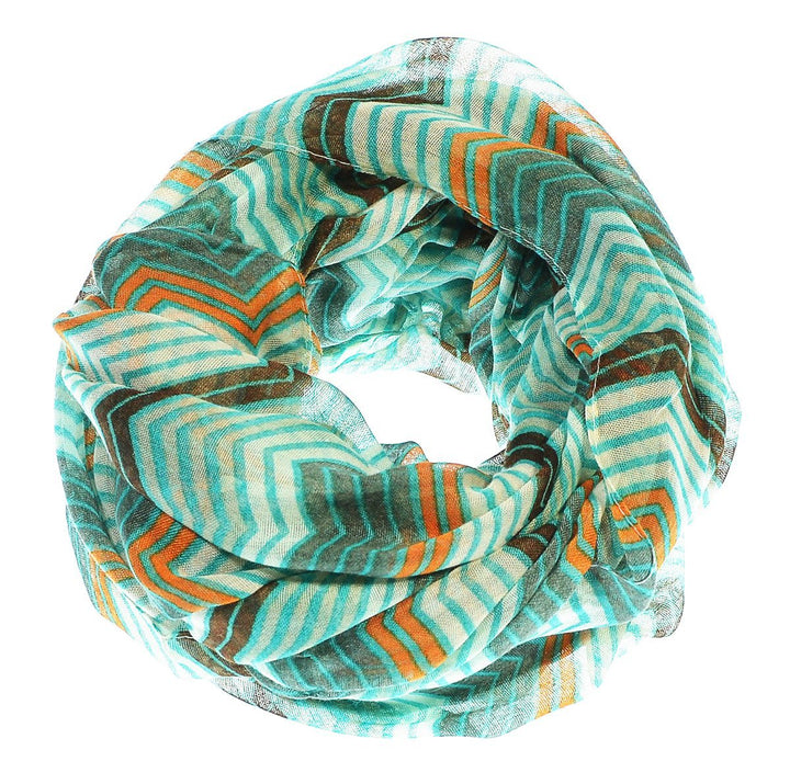 Teal-Brown Modern Radiant Multicolored Chevron Geometric Infinity Loop Scarf