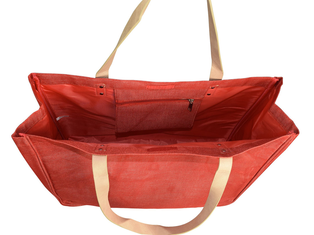 Red Denim Jeans Tote Handbag