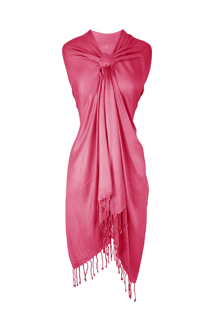 Peach Couture Soft Silky Rayon Pashmina Shawl Wrap Scarf in Solid Color