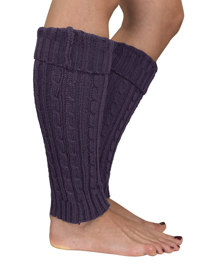 Womens Knitted Crochet Ribbed Cable Knit Long Leg Warmers