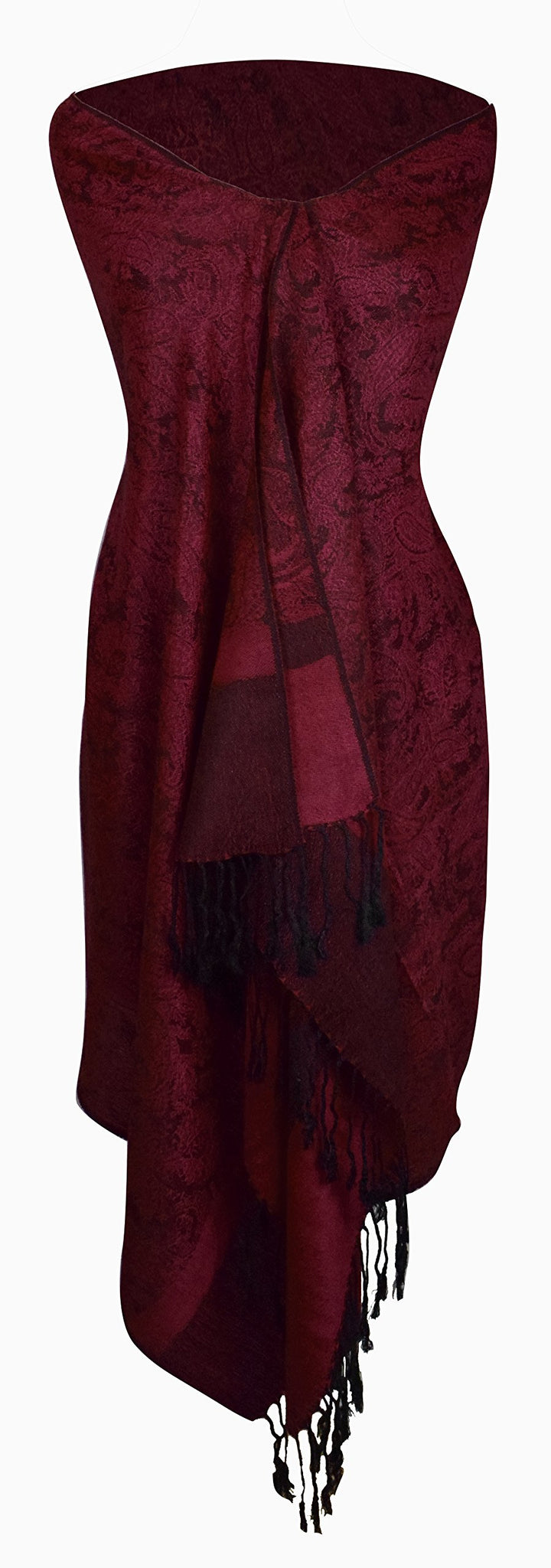 Peach Couture Elegant Vintage Jacquard Paisley Feel Shawl Wrap Scarf