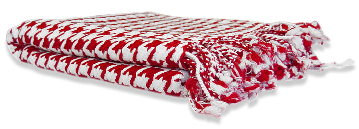 Red Cashmere Wool Houndstooth Throw (50x60")