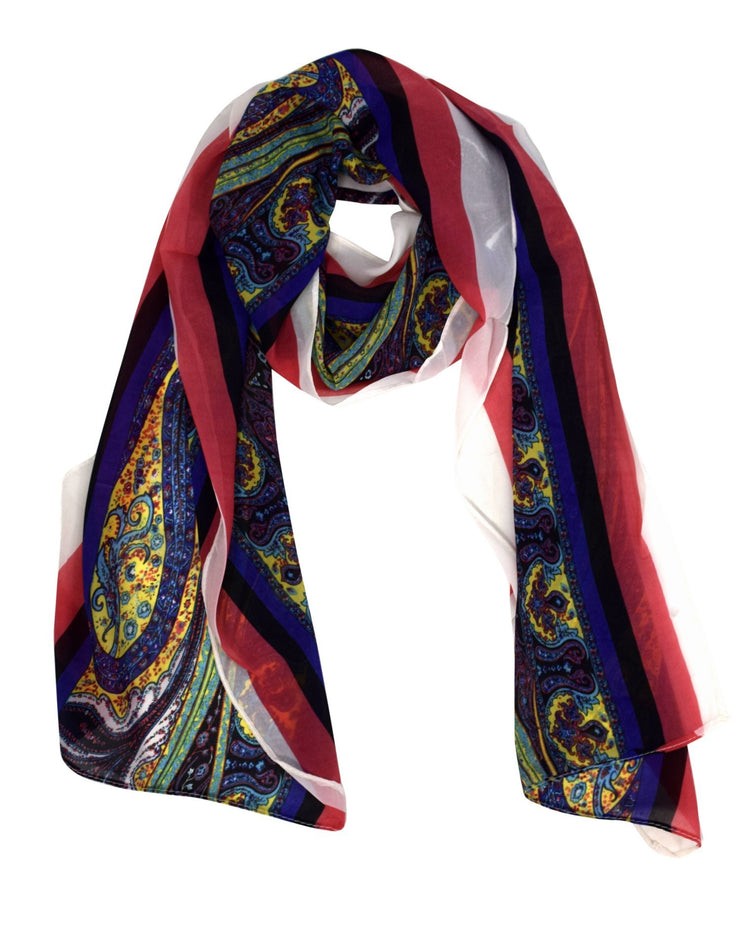 Coral Summer Fashion Sheer Lightweight Paisley Stole Skinny Scarf