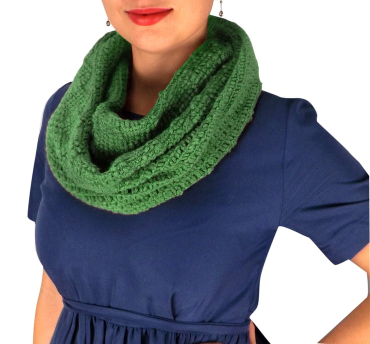 Green Womens Glamorous Chic Warm Knitted Winter Snood Infinity Loop Scarf