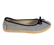 Womens Casual Striped Slip On Flat Espadrilles Bow Ballet Flats Shoes