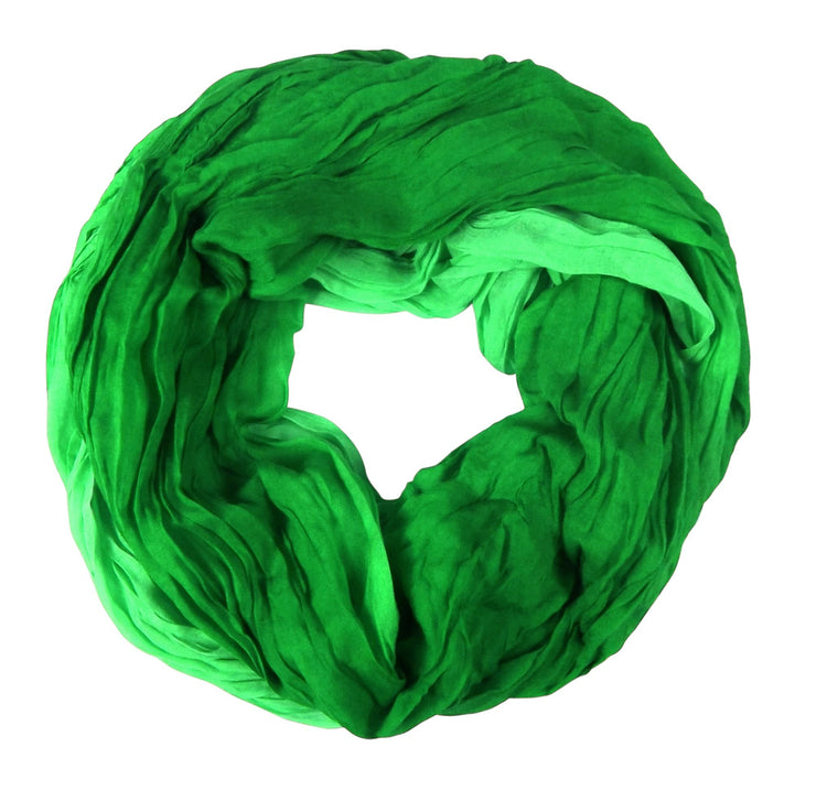 Ombre Green Peach Couture Fashion Lightweight Crinkled Infinity Loop Scarf Neon Faded Ombre