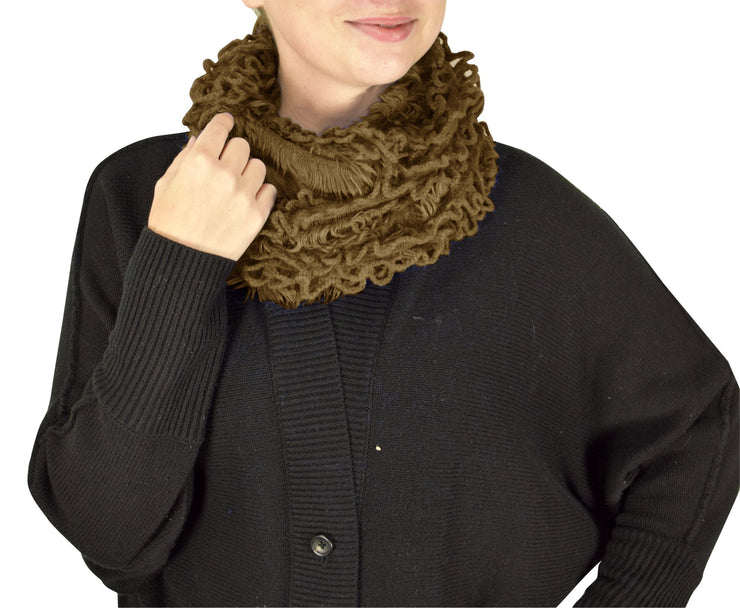 Peach Couture Super Warm Ultra Thick Plush Stretchy Ruffled Infinity Loop Scarf