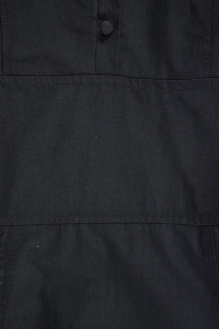 Pure Cotton Button Up Vintage Tea Party Swing Dress Fabric Belt Black Medium