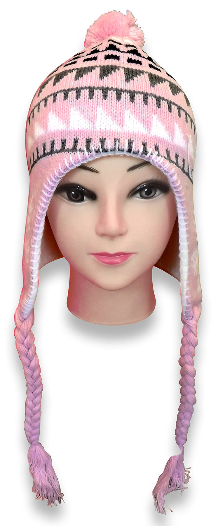 Peach Couture Thick Winter Knit Tribal Snowflake Unisex Trooper Trapper Ski Hat