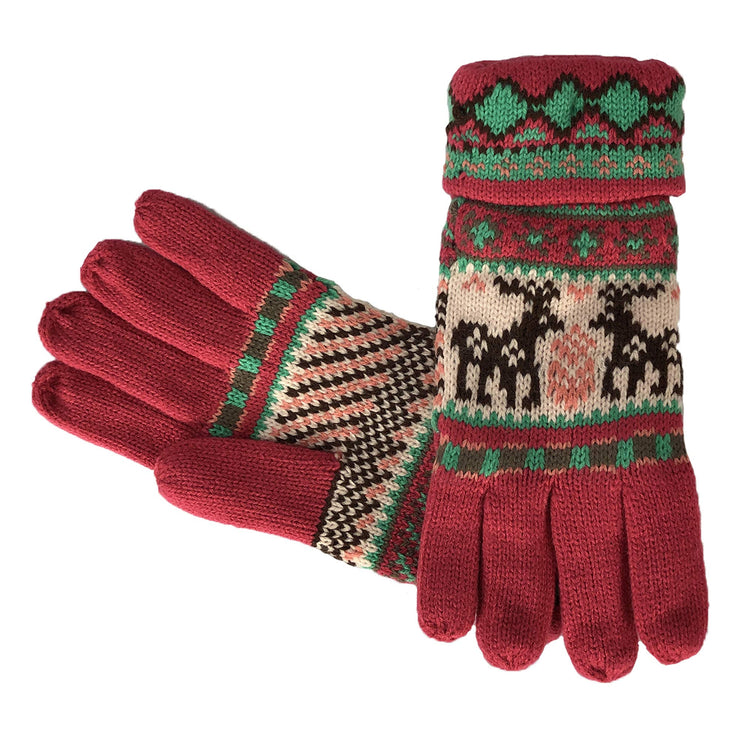 C5909-Glove-Snowflake-611-Red-AS