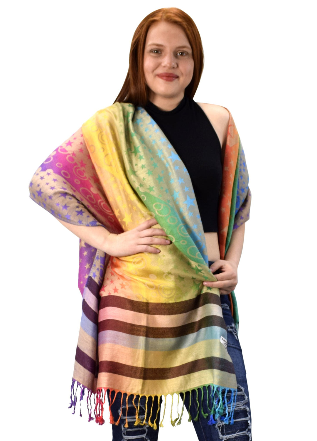 Rainbow Silky Tropical Pashmina Shawl