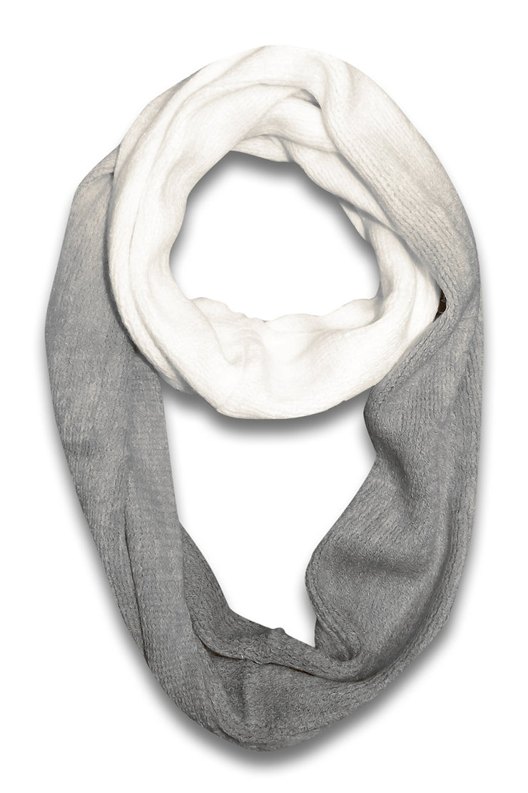 White Peach Couture Cashmere feel Gorgeous Warm Two Toned Infinity loop neck scarf snood