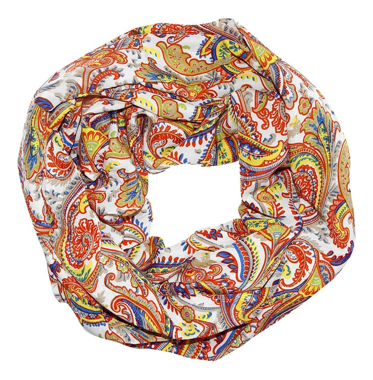 Orange Peach Couture Colorful Victorian Damask Lightweight Infinity Loop Scarf