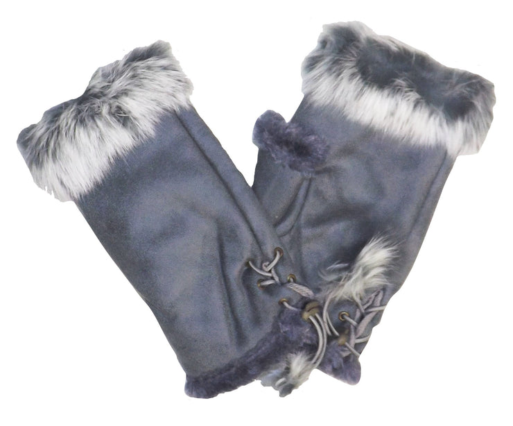 Peach Couture Luxurious Faux Fur Suede Feel Warm Winter Finger-less Gloves Pack
