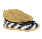 Womens Casual Striped Slip On Flat Espadrilles Bow Ballet Flats Shoes