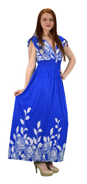Gypsy Floral Rose Print Sleeveless Elastic Waist Boho Maxi Dress