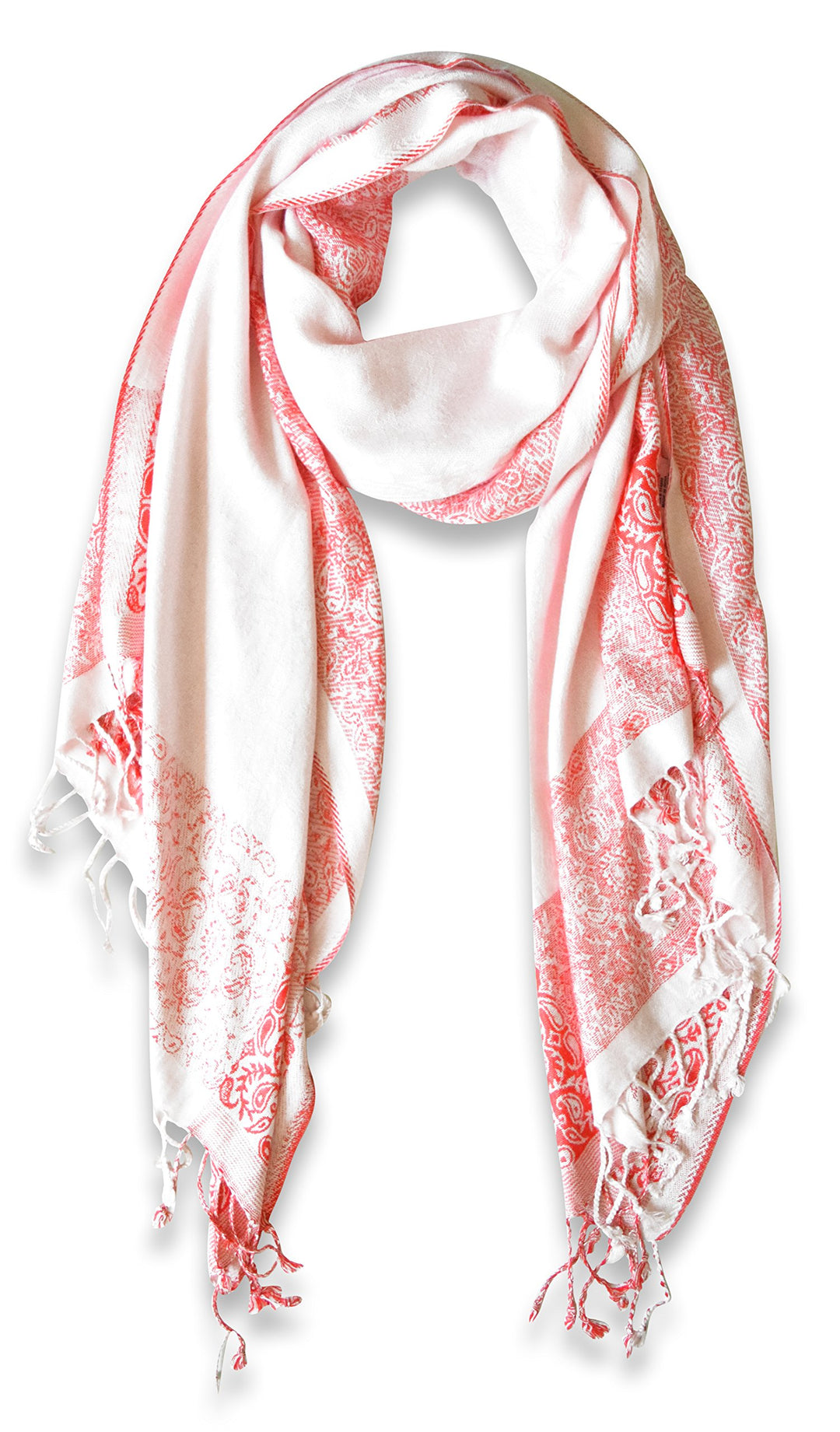 Paisley Floral Border Reversible Pashmina Shawl