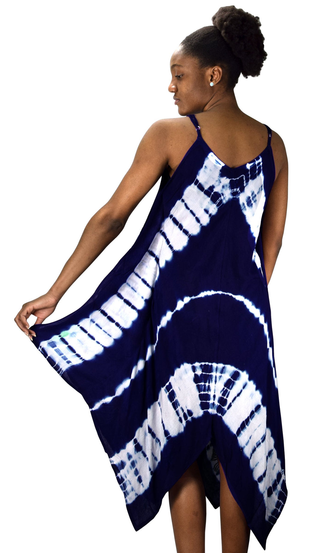 Floral Tie Dye Handkercheif Hem Sleeveless Summer Dress Cover up