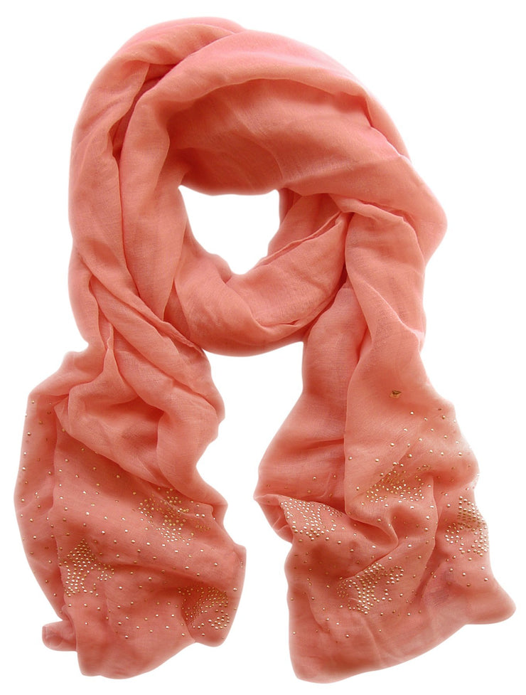 Pink Peach Couture Classic Glittering Sparkle Studded Scarf Shawl Wrap