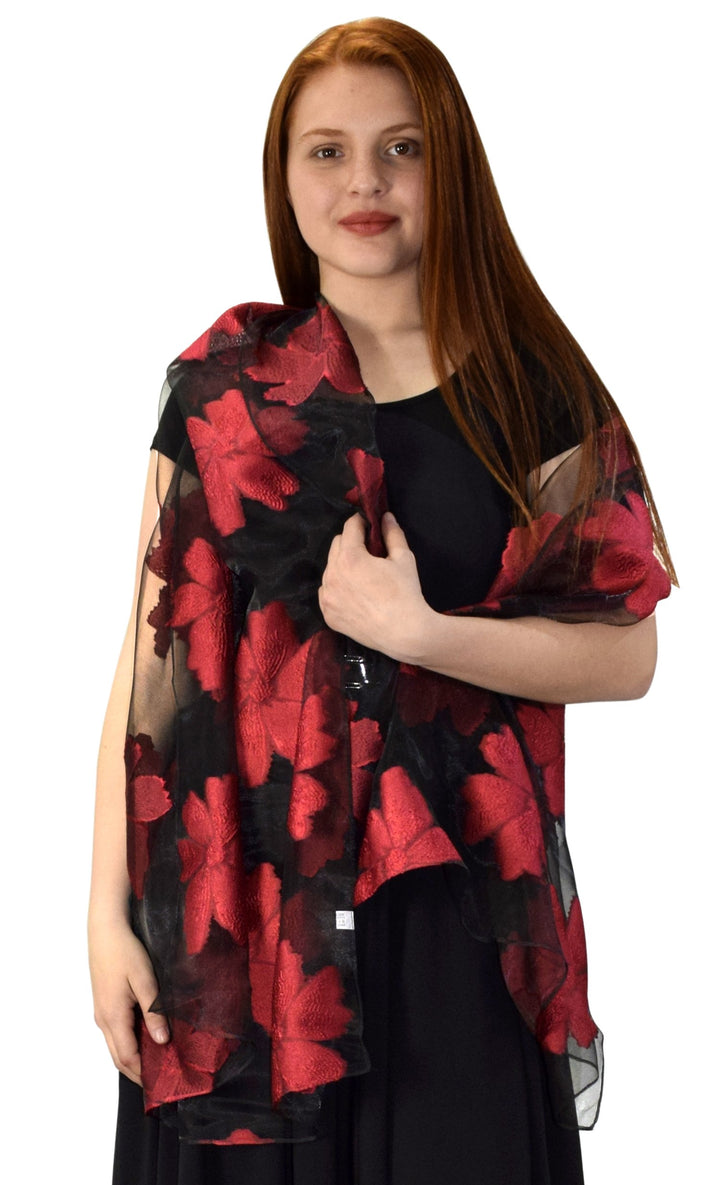 Floral Embroidered Burnout Summer Scarf