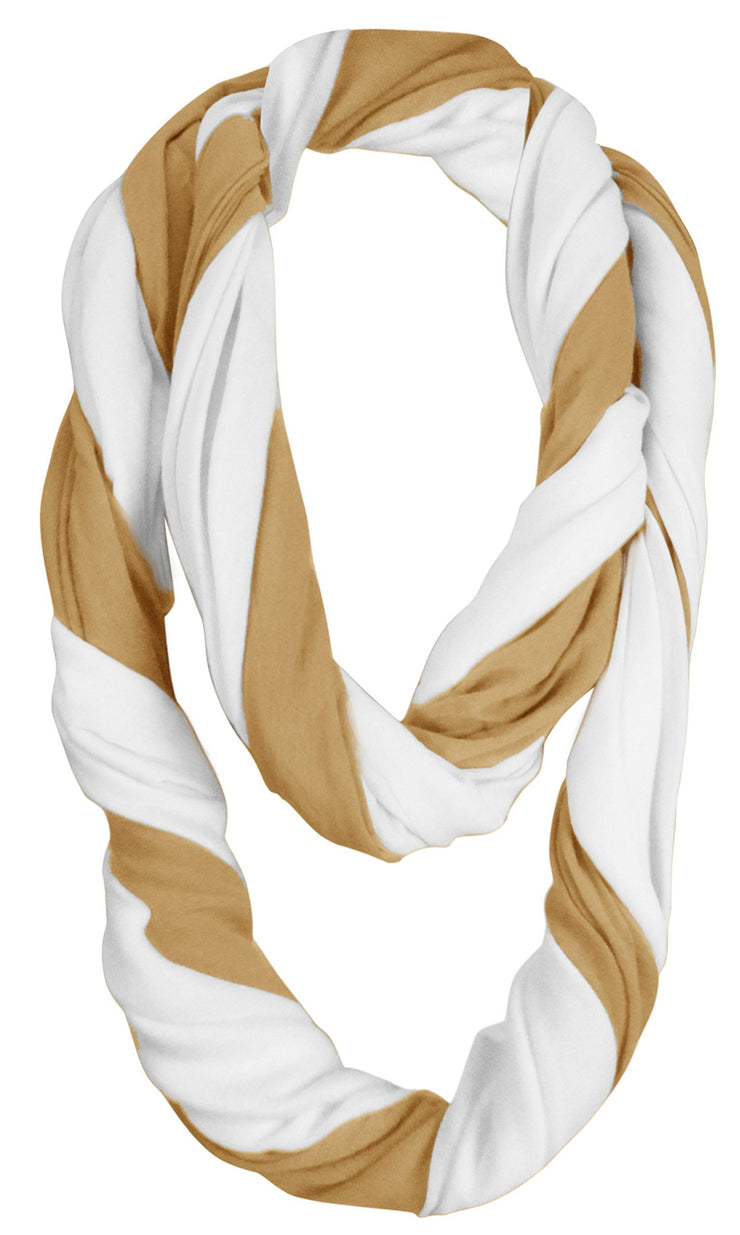 Elegant Light Weight Two Color Infinity Circle Loop Scarf Long Scarf (White/Tan)