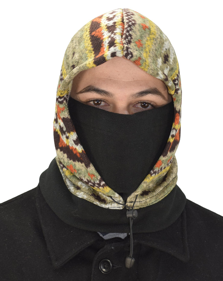 Thick Knit One Hole Facemask Balaclava Snowboarding Biker Mask (Brown/Orange)