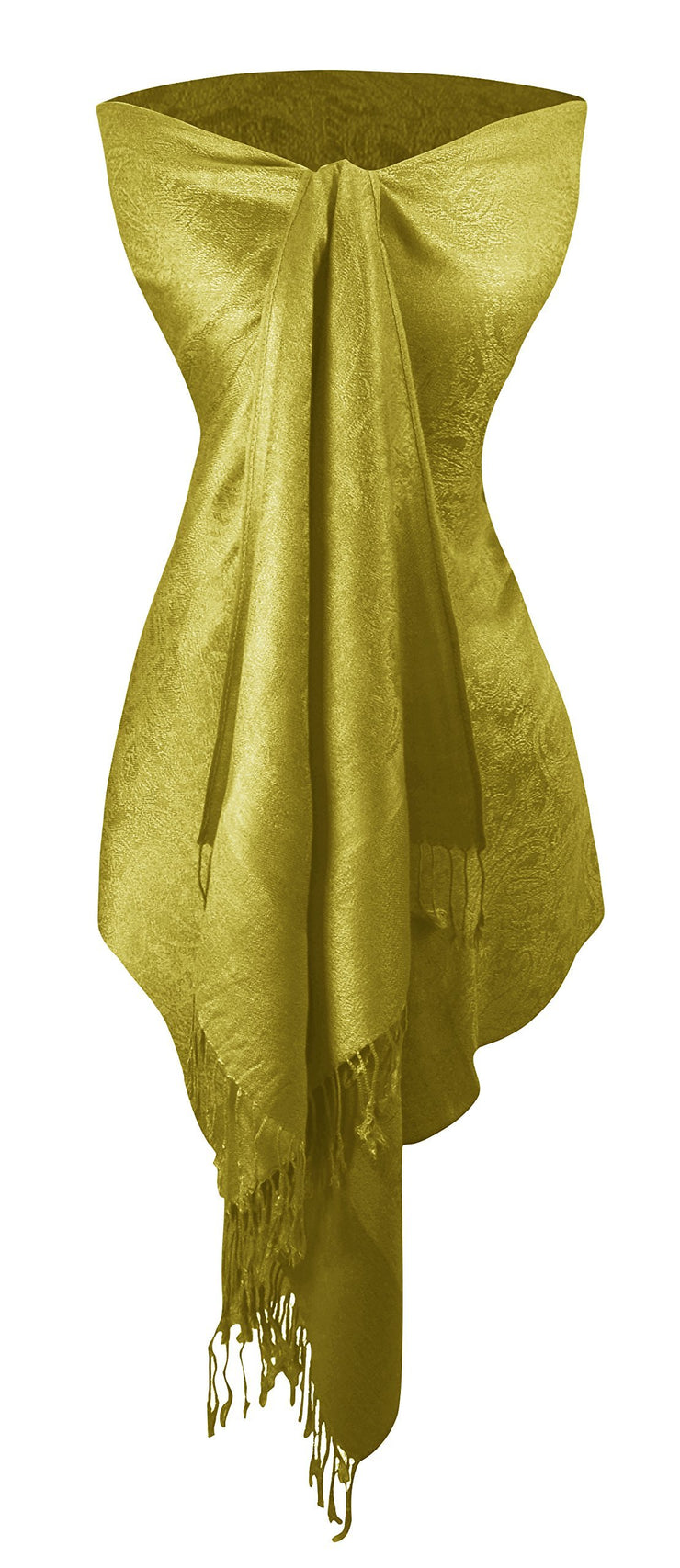 Lime Green Peach Couture Womens Elegant Vintage Solid Jacquard Paisley Scarf Shawl Wrap