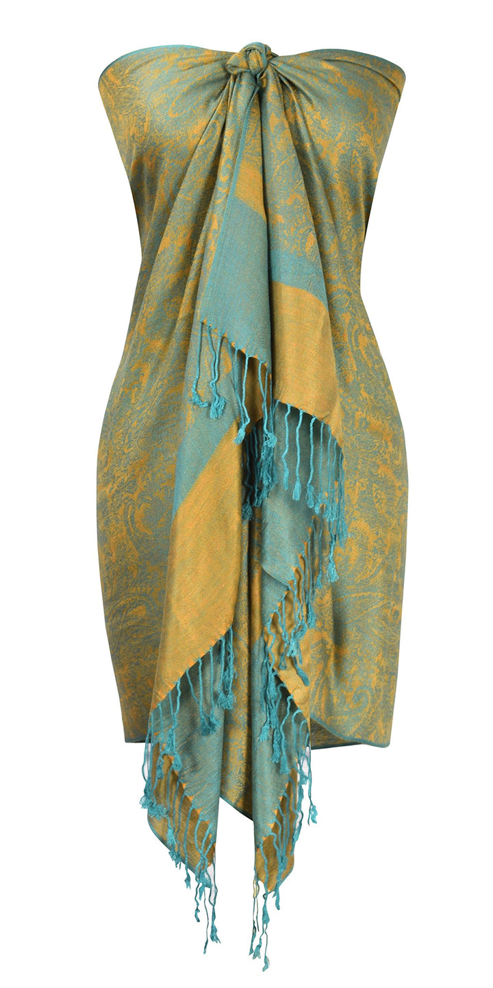 Peach Couture Elegant Vintage Jacquard Paisley Feel Shawl Wrap Scarf
