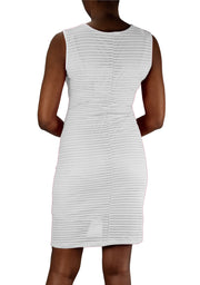 Ribbed Bodycon Sleeveless Solid Color Knee Length Dress