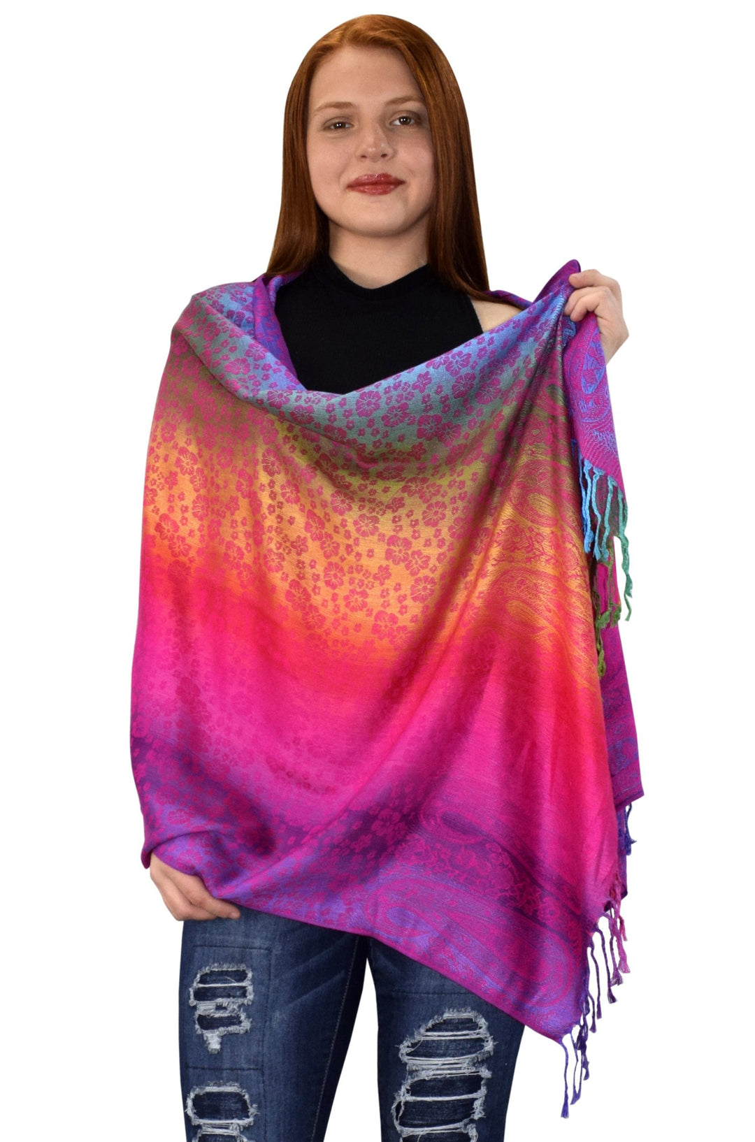 Rainbow Silky Tropical Pashmina Shawl