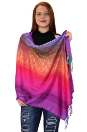 Peach Couture Rainbow Silky Tropical Colorful Exotic Pashmina Wrap Shawl Scarf