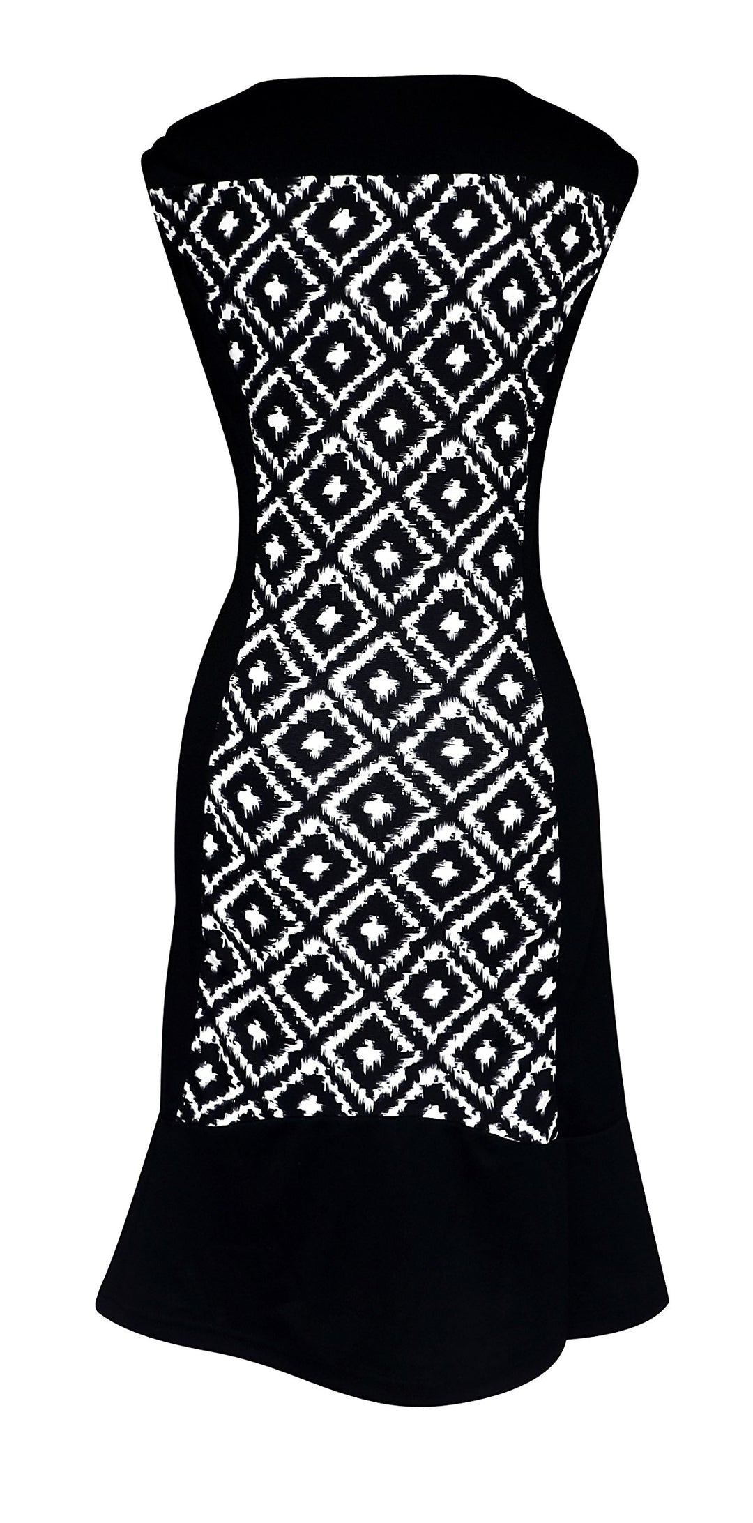 Peach Couture Elegant Black and Multi Print Short Sleeve Loose Mini Shift Dress