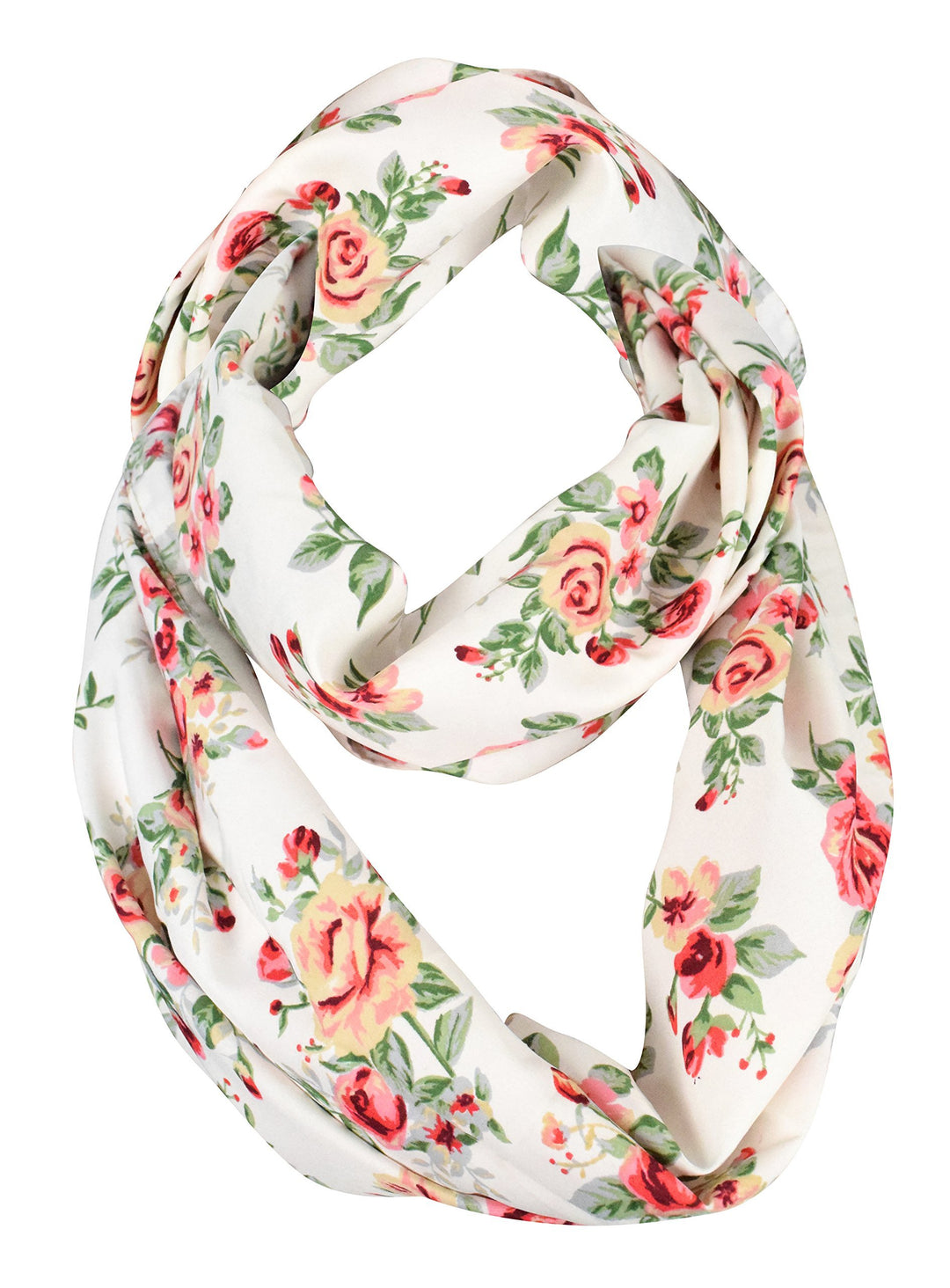White Rose Exclusive Vintage Floral Prints Infinity Loop Scarves Light Scarf