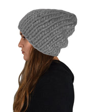 Thick Warm Soft Cable Knit Hat Beanie Slouchy Double Braid Stitch