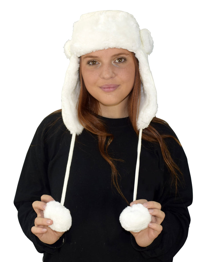 Faux Fur Lined Trooper Warm Russian Fur Ear flap Winter Skiing Hat Cap Windproof Winter Ushanka Aviator Hat