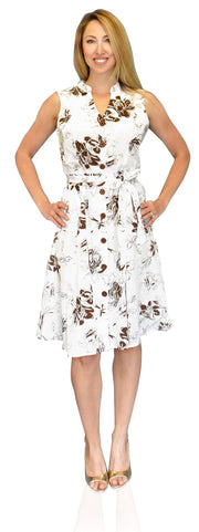 Women's Vintage 100% Cotton Floral Button Up Shift Dress