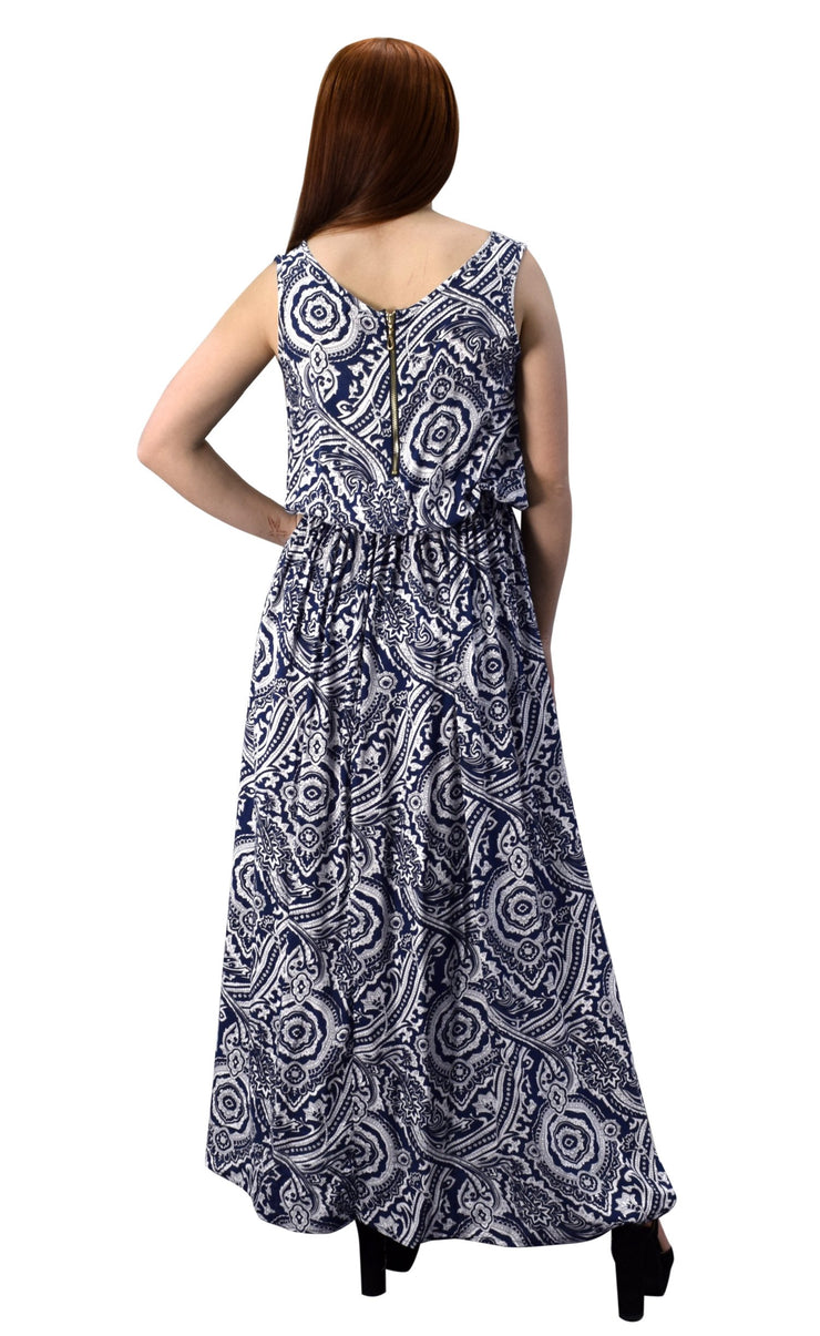 Damask Sleeveless Blouson Maxi